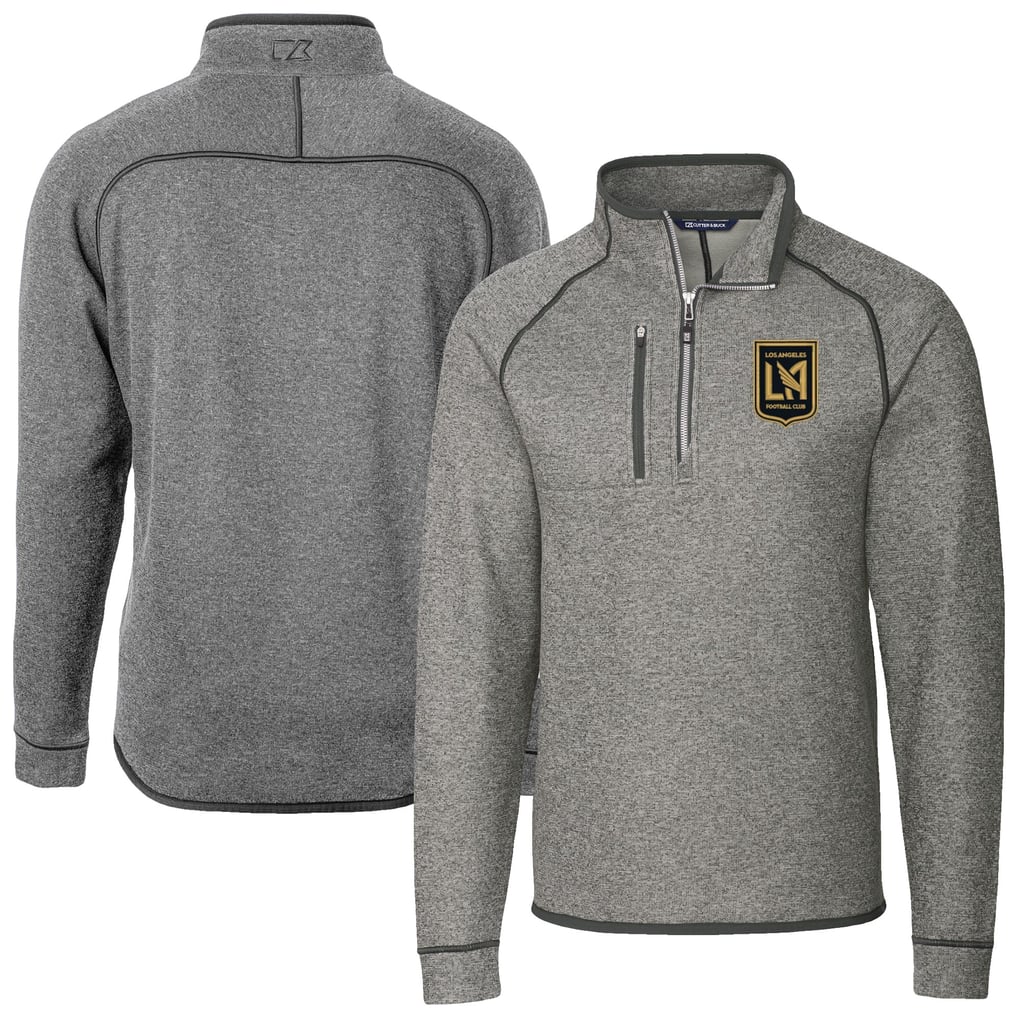  LAFC Cutter & Buck Big & Tall Mainsail Sweater-Knit Half-Zip Pullover Top - Heather Gray